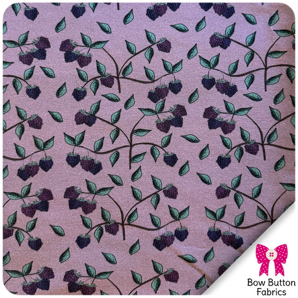 Organic CL French Terry Blackberries Bow Button Fabrics