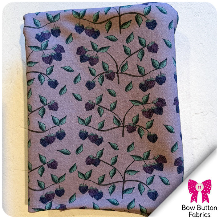 Organic CL French Terry Blackberries Bow Button Fabrics